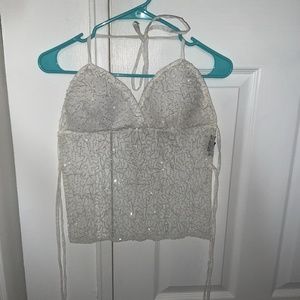 NWOT Fashion Nova tie back bling shirt😍